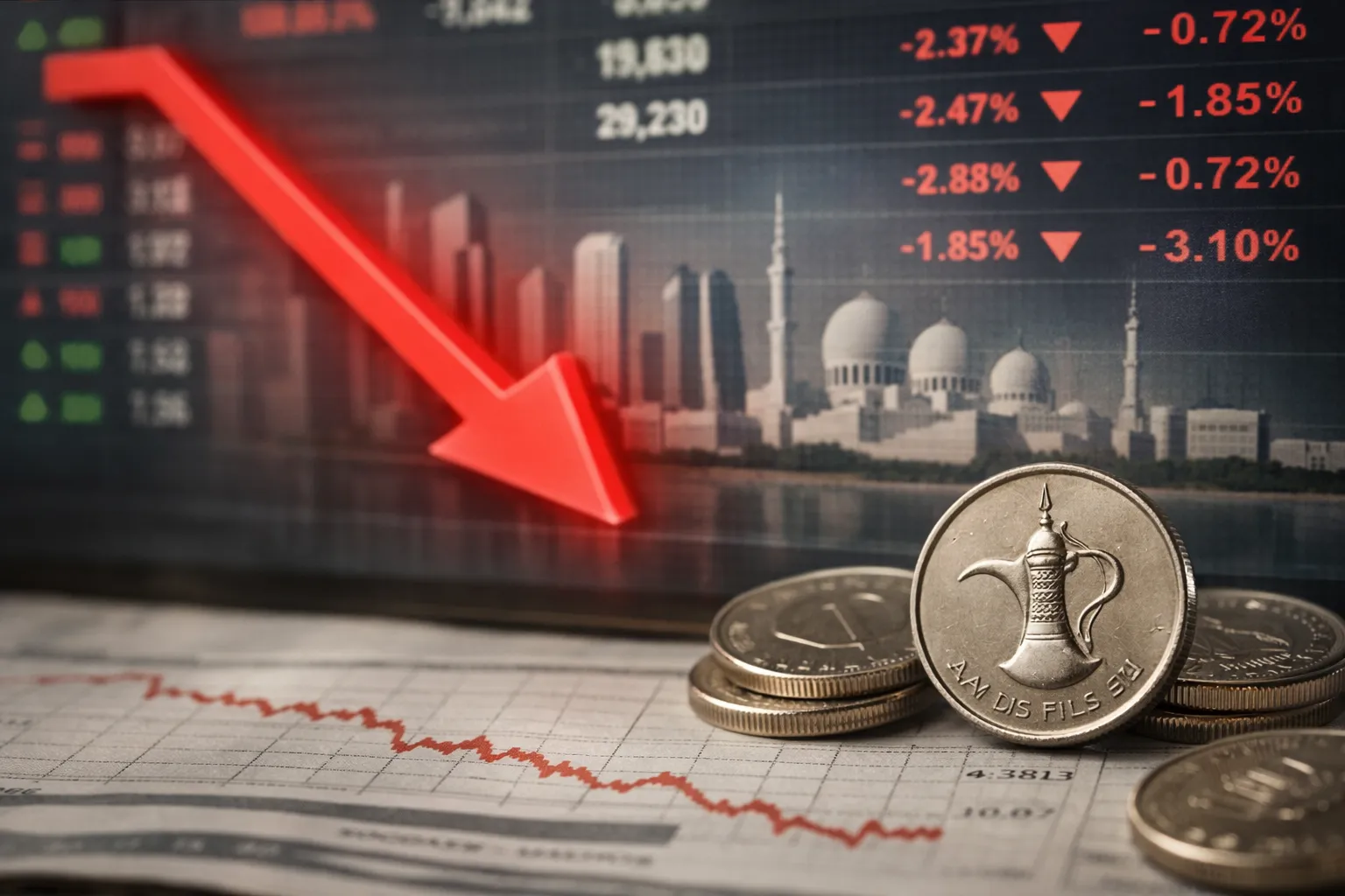 تراجع مؤشر سوق أبوظبي بضغط من أسهم قيادية وخسائر سوقية طفيفة